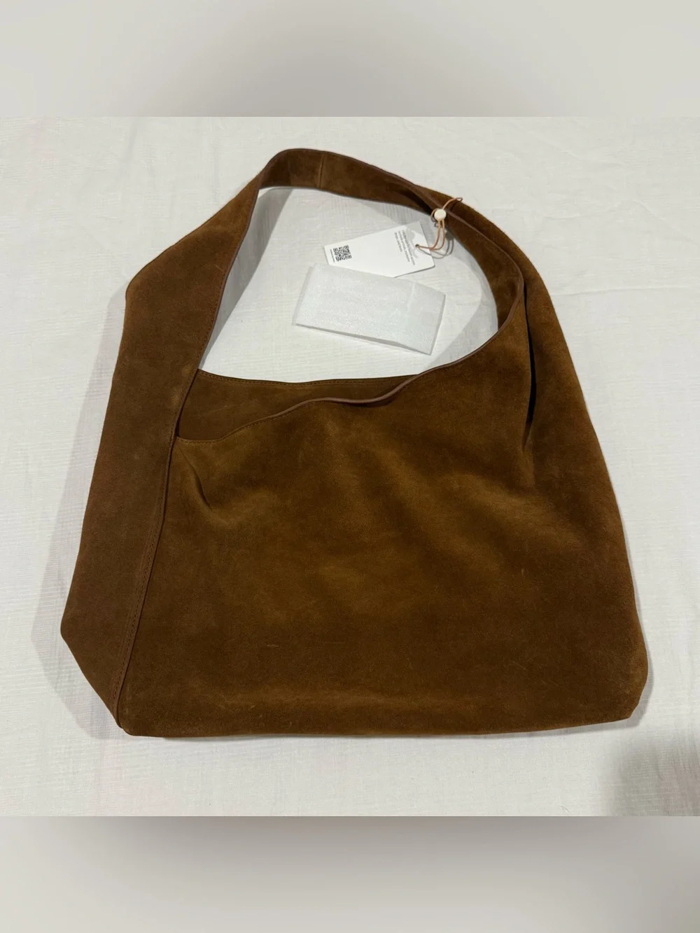 New Quince Italian Suede Slouchy Shoulder Bag - Whiskey $150